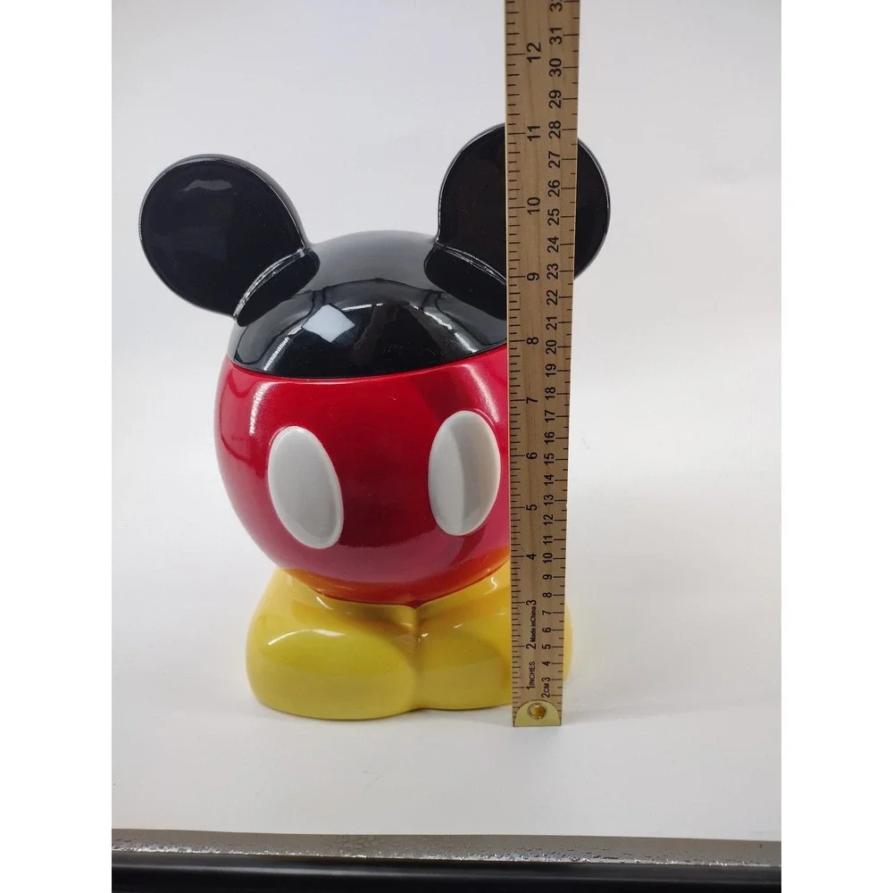 Disney Parks Mickey Mouse Ceramic Cookie Jar Red Yellow Black Ears 11.5 Inch